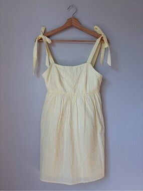 Dee Elly Butter Yellow Tie Shoulder Babydoll Mini Dress Size XS